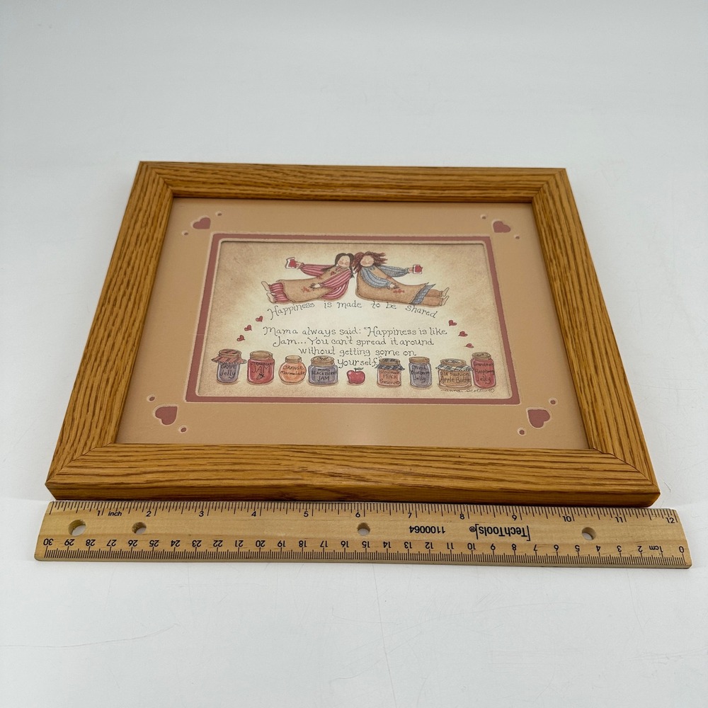 Anna Scott Framed Art Happiness is Like Jam Vintage Oak Wood Frame Wall Decor - Picture 7 of 8